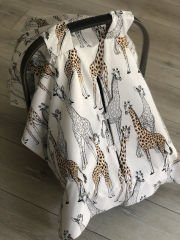 Krem Örgü Zürafa Desenli Çift Yönlü Kullanımlı Puset Örtüsü