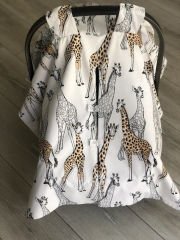 Krem Örgü Zürafa Desenli Çift Yönlü Kullanımlı Puset Örtüsü