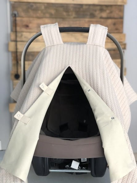 Bej Örgü Bej Poplin Çift Yönlü Puset Örtüsü