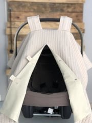 Bej Örgü Bej Poplin Çift Yönlü Puset Örtüsü