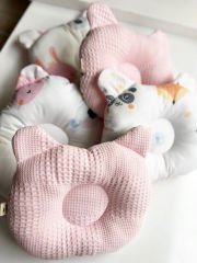 Pembe Dama Koca Kafa Hayvanlar Poplin Düz Kafa Yastığı