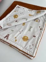 Harfli Poplin Kremit/Taba Welsoft Battaniye