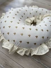 Gold Mickey Poplin Krem Poplin Fırfırlı Emzirme Yastığı