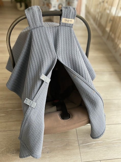 Denim Mavi Örgü Pike Puset Örtüsü