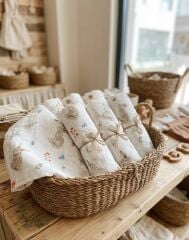 Tavşan Desenli Müslin Örtü