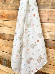 Tavşan Desenli Müslin Örtü
