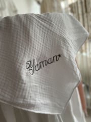 Beyaz Multi Müslin Nakışlı Örtü