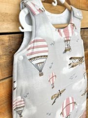 Pembe Uçaklı Balon Poplin Pembe Minky Uyku Tulumu