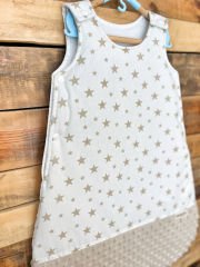 Bej Yıldız Poplin Kahve Minky Uyku Tulumu