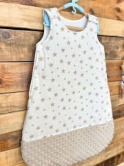 Bej Yıldız Poplin Kahve Minky Uyku Tulumu