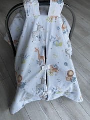 Denim Mavi Örgü Safari Poplin Çift Yönlü Puset Örtüsü