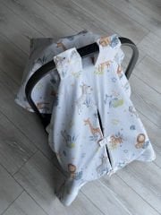 Denim Mavi Örgü Safari Poplin Çift Yönlü Puset Örtüsü