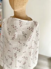 Pembe Çiçekli Dallar Müslin Emzirme Önlüğü