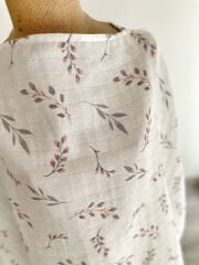 Pembe Çiçekli Dallar Müslin Emzirme Önlüğü