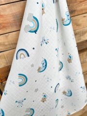 Mavi Gökkuşak Yıldız Müslin Örtü