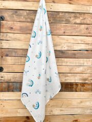 Mavi Gökkuşak Yıldız Müslin Örtü