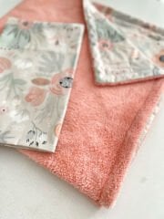 Çiçekler Poplin Somon Welsoft Battaniye & Yastık Seti