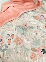 Çiçekler Poplin Somon Welsoft Battaniye & Yastık Seti