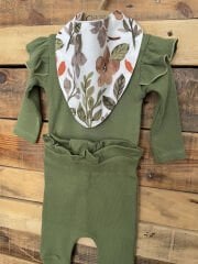 Haki Gots Sertifikalı %100 Organik Pamuk Fırfırlı Sweatshirt Ve Pantolon Takım