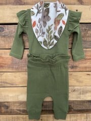 Haki Gots Sertifikalı %100 Organik Pamuk Fırfırlı Sweatshirt Ve Pantolon Takım