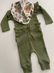 Haki Gots Sertifikalı %100 Organik Pamuk Fırfırlı Sweatshirt Ve Pantolon Takım