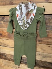 Haki Gots Sertifikalı %100 Organik Pamuk Fırfırlı Sweatshirt Ve Pantolon Takım