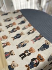 Denim Mavi Örgü Gözlüklü Ayılar Poplin Pike