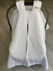 Beyaz Örgü Çiftlik Müslin Çift Yönlü Puset Örtüsü