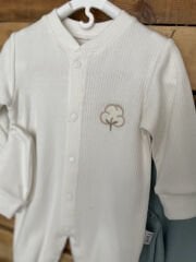 Pamuk Nakışlı Tulum Ekru Renk