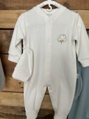 Pamuk Nakışlı Tulum Ekru Renk