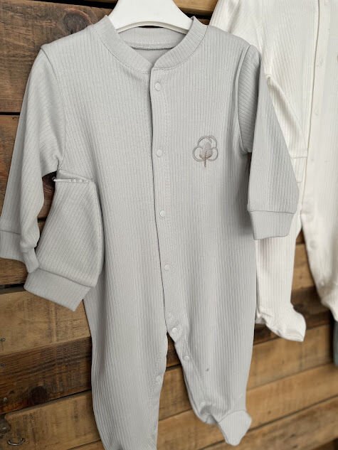 Pamuk Nakışlı Tulum Gri Renk