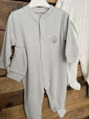 Pamuk Nakışlı Tulum Gri Renk