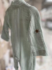 Mint Müslin Uzun Kollu Yakalı Tulum