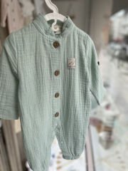 Mint Müslin Uzun Kollu Yakalı Tulum