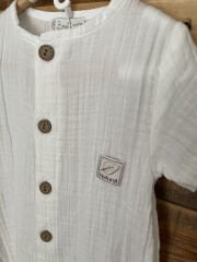 Beyaz Müslin Yarım Kollu Tulum