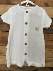 Beyaz Müslin Yarım Kollu Tulum