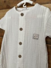 Beyaz Müslin Yarım Kollu Tulum