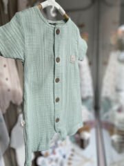 Mint Müslin Yarım Kollu Tulum