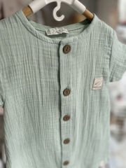 Mint Müslin Yarım Kollu Tulum