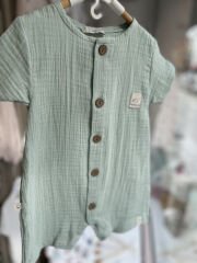 Mint Müslin Yarım Kollu Tulum