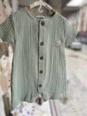 Mint Müslin Yarım Kollu Tulum