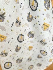 Gri Sevimli Tilki Müslin Örtü