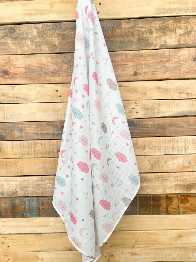 Pembe Mint Bulut Müslin Örtü