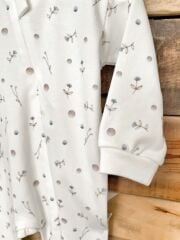 Minimal Çiçek Desenli Fermuarlı Tulum & Saç Bandı