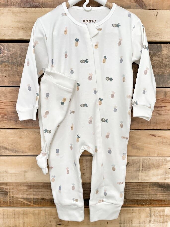 Soft Ananaslar Desenli Fermuarlı Tulum & Şapka