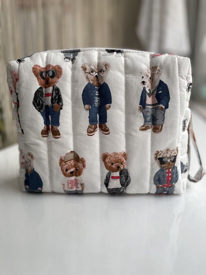 Çok Amaçlı Bebek ve Anne Çantası Gözlüklü Ayılar Desenli