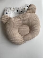 Bej Dama Yıldızlar Poplin Düz Kafa Yastığı