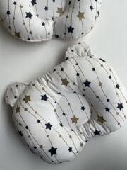 Bej Dama Yıldızlar Poplin Düz Kafa Yastığı