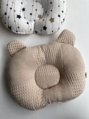 Bej Dama Yıldızlar Poplin Düz Kafa Yastığı