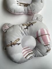 Pembe Dama Pembe Uçaklı Balon Poplin Düz Kafa Yastığı